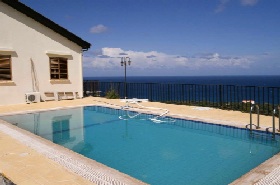 View across the pool and the Mediterranean